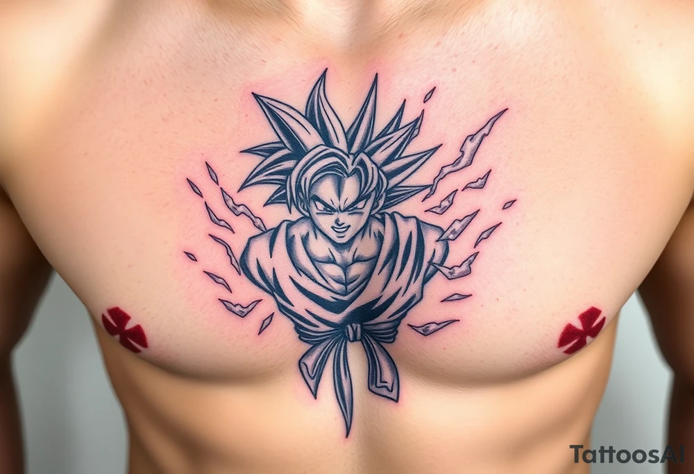 legendary dragonball z scene with energy aura and power effects tattoo idea