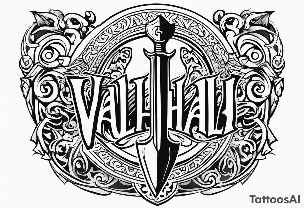 Valhalla Stairs sword shield axe armour tattoo idea