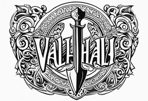 Valhalla Stairs sword shield axe armour tattoo idea