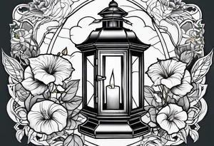 Lantern with Morning Glories tattoo idea