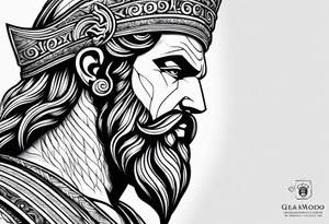 Full right arm tattoo sleeve with the Greek god Zeus tattoo idea