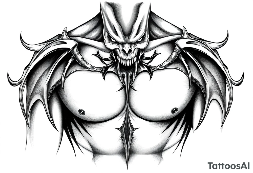 Dark demonic chest tattoo men tattoo idea