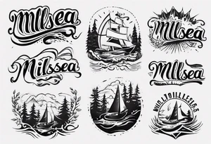 The word "MILLSEA", with an outdoors vibe. Block lettering tattoo idea
