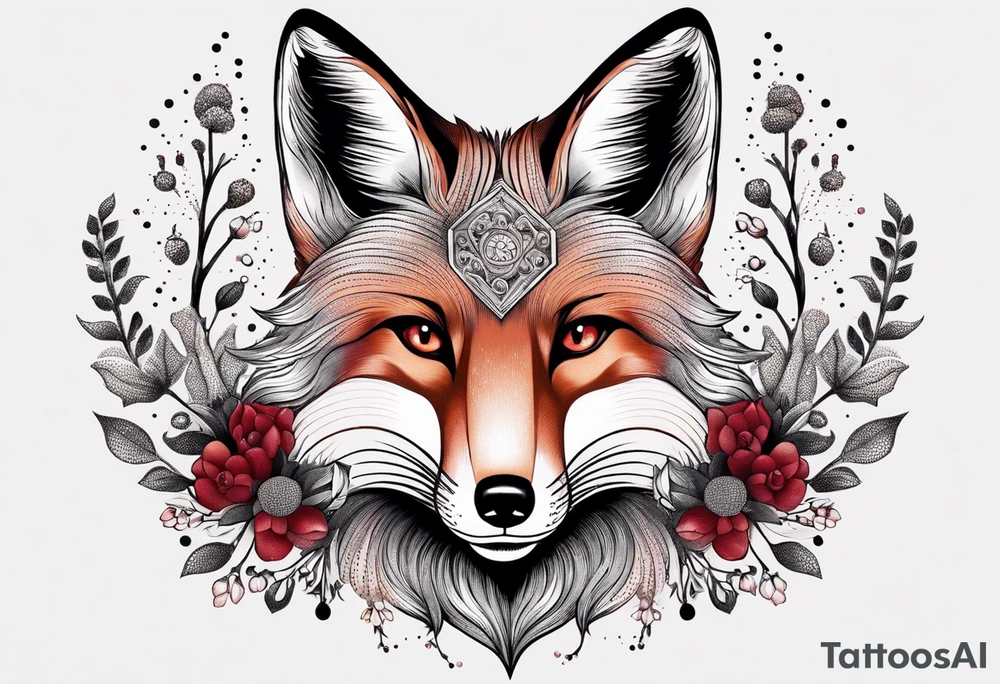 Fox with ruby and honeybee tattoo idea