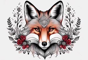 Fox with ruby and honeybee tattoo idea