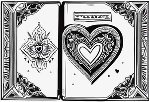 A simple vintage cigar box with a heart on it tattoo idea