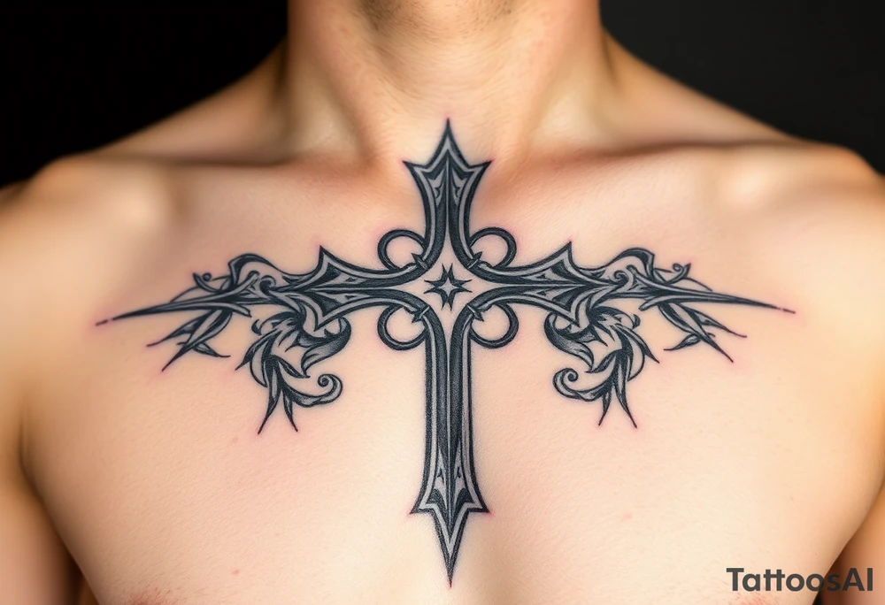 Gothic style cross tattoo idea