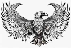 condor wings spread upper back tattoo idea