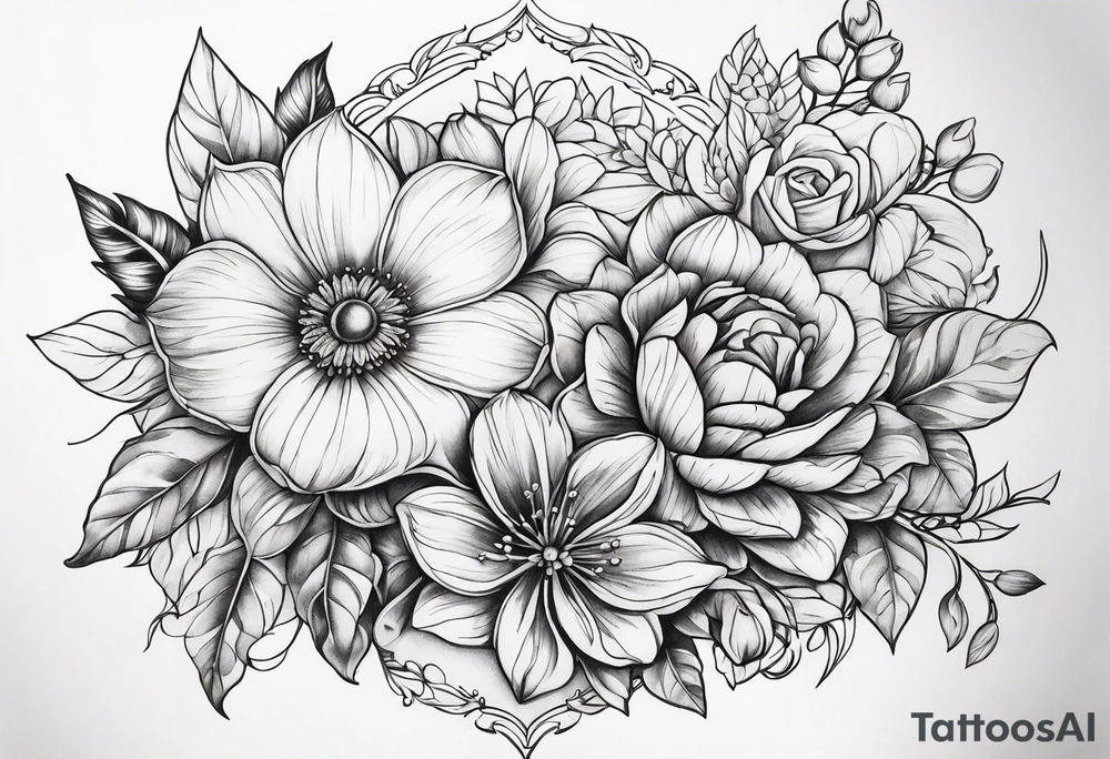ornaments of flowers tattoo idea