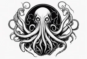 a tattoo on the theme of lovecraft, with long tentacles that embrace the earth tattoo idea