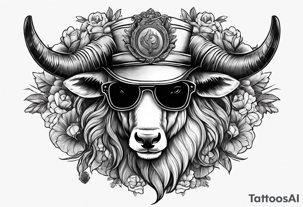 capricorn with sunglasses and shotgun tattoo idea