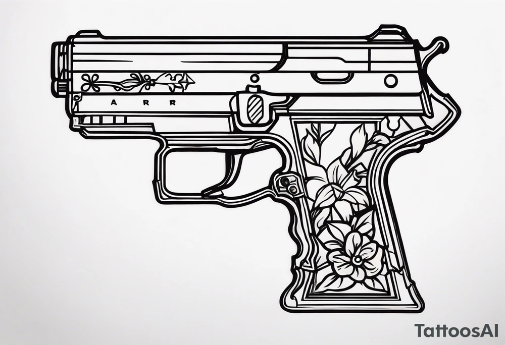 The letters AR with pistols on each side tattoo idea