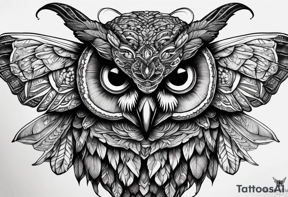 Dead head moth with owl eyes tattoo idea