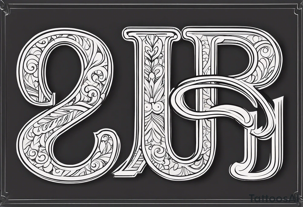 Letters “E, R and J” tattoo idea