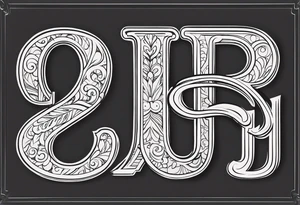 Letters “E, R and J” tattoo idea