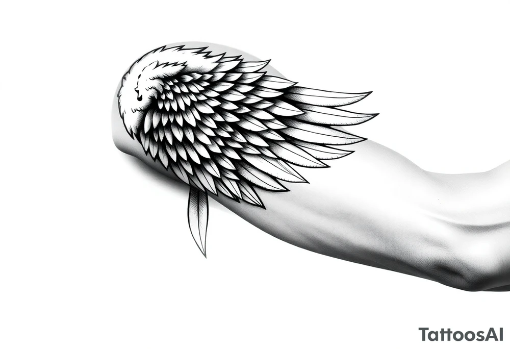 Shoulder to elbow wing tattoo idea