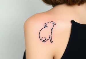 Small pug from behind tattoo idea