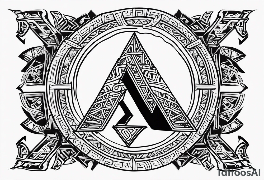Valhalla sword shield axe Valknut tattoo idea