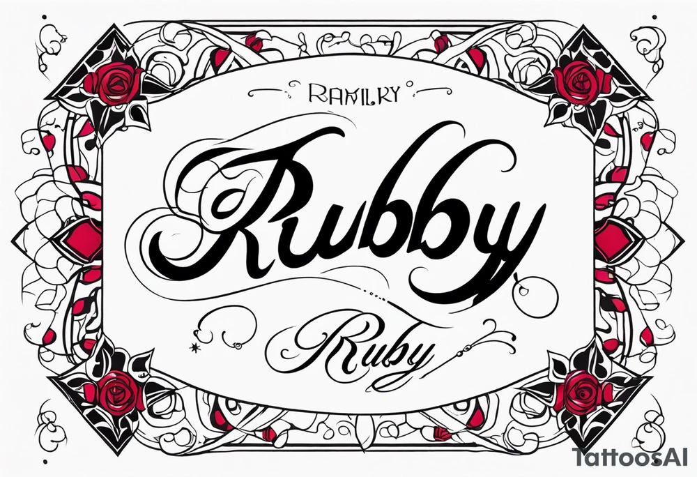 Generate a pretty tattoo with the name of: Ruby tattoo idea