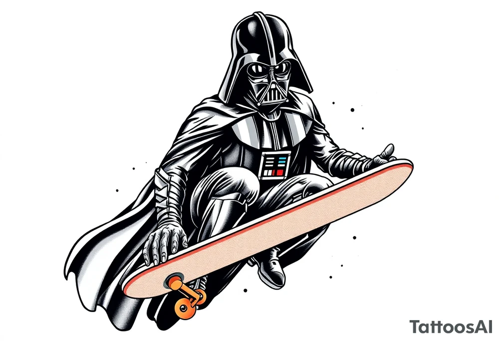 Skateboarding Darth Vader tattoo idea