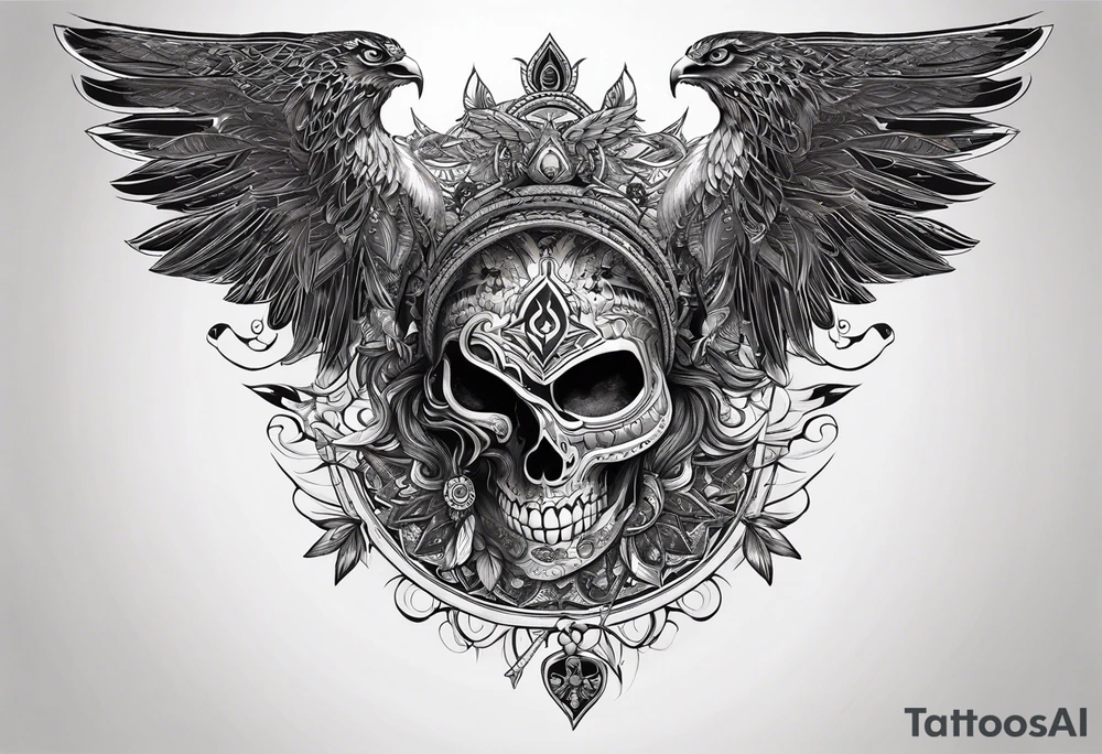 black kali, goddess pirate, alien, pachamama, valkrye, warrior, skull, lotus azul, wing, eagle, zenza resonance, stars, 5D tattoo idea