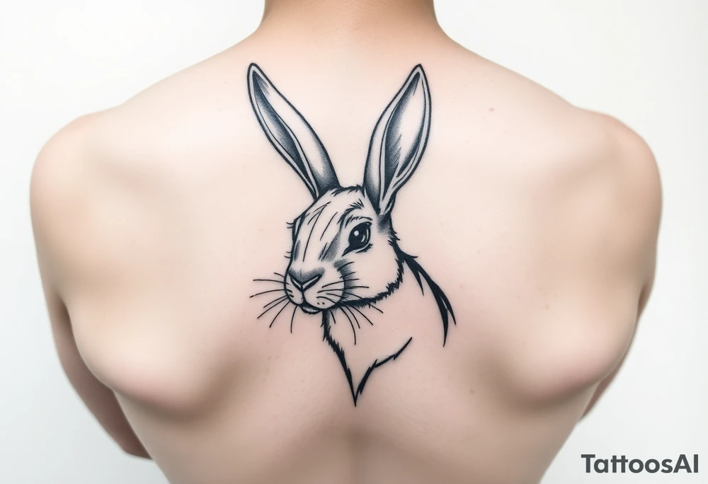 abstract jack rabbit with antlers on its head tattoo idea