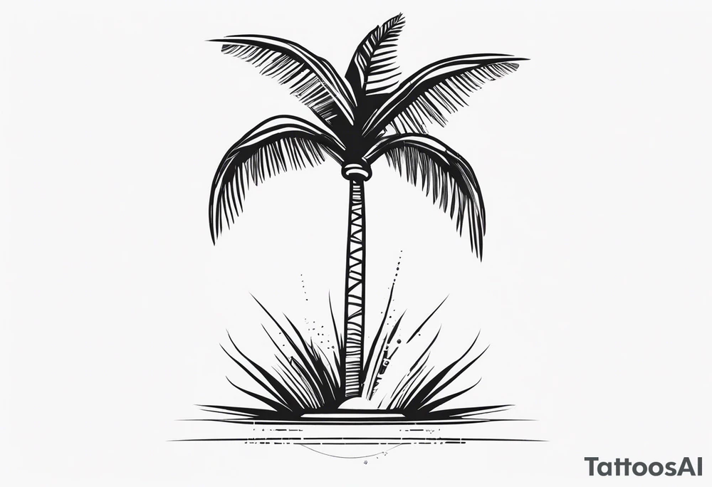fineline tattoo of a palm tree tattoo idea