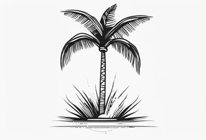 fineline tattoo of a palm tree tattoo idea