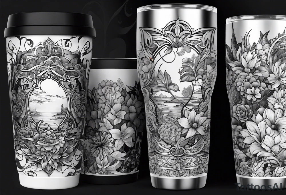 20 oz tumbler, personalized, fantasia, floral , dreamscape tattoo idea