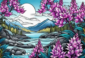 water and fireweed
no people tattoo idea