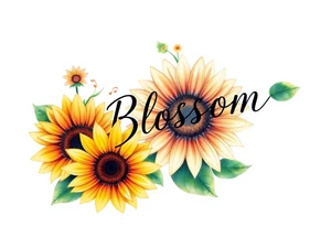 Sunflowers with “Blossom” written through it tattoo idea