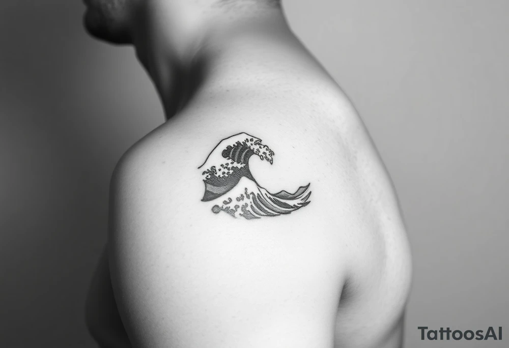 A minimalist tattoo the wave emoji placed on the upper arm tattoo idea