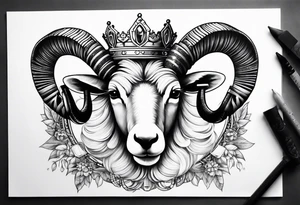 Hand cuffs,crown,Ram,Diamonds tattoo idea