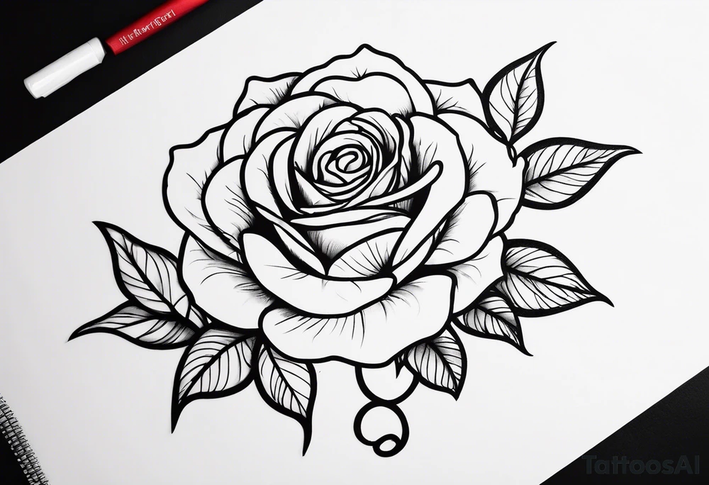 red rose with vine tattoo idea