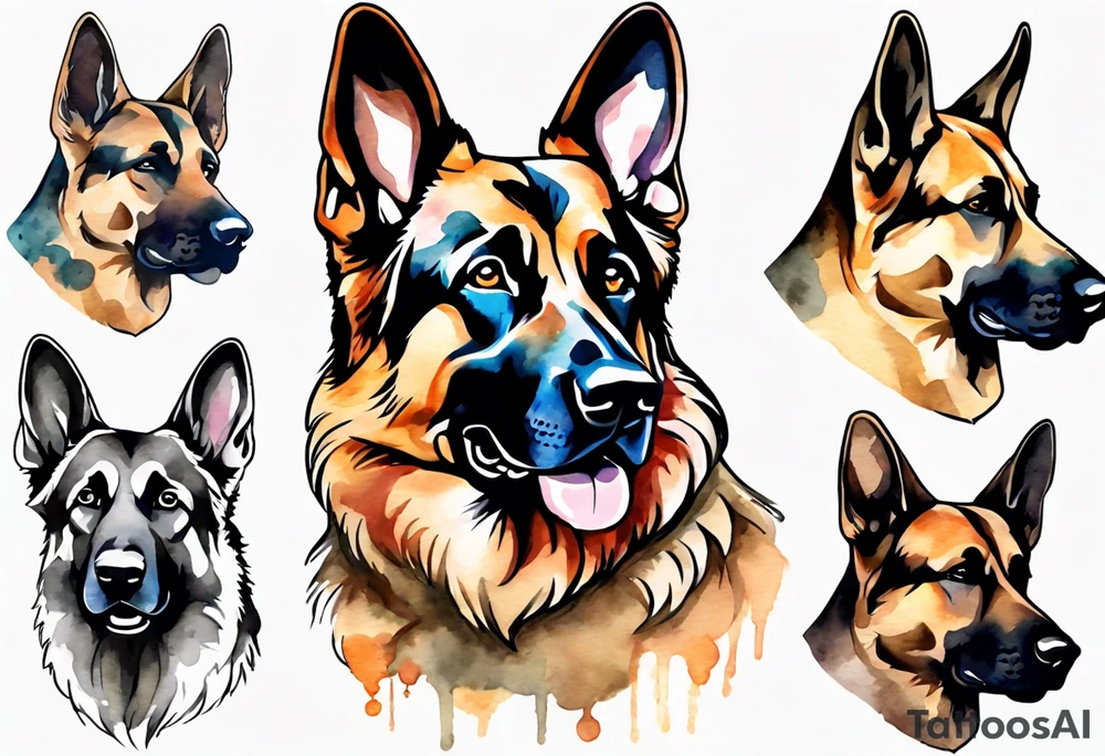 German shepherd profile tattoo idea