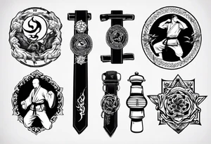 martial arts black belt over night and day tattoo idea