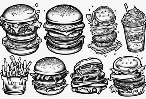 double patty burger tattoo idea