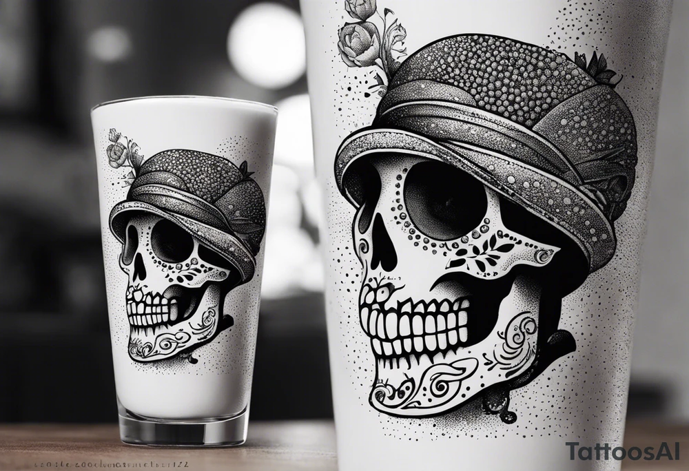 Mexico day of dead  man standing
 skeleton drink 4x6 cm cute tattoo idea