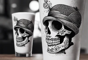 Mexico day of dead  man standing
 skeleton drink 4x6 cm cute tattoo idea