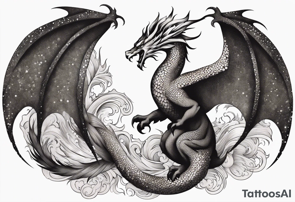 phoenix fighting a medieval
 dragon tattoo idea