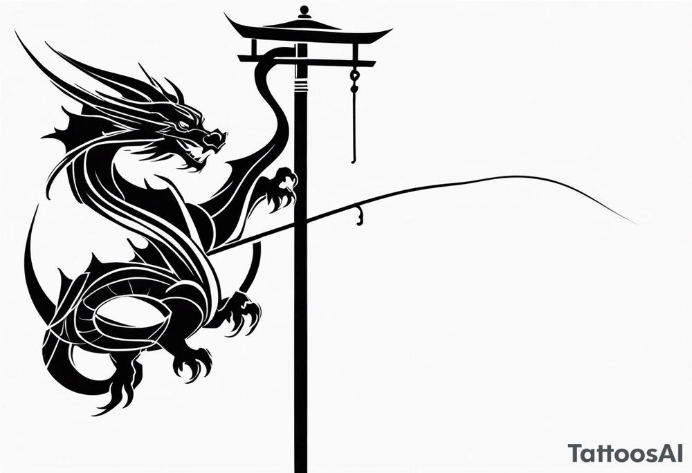 dragon wrapped around narrow pole tattoo idea