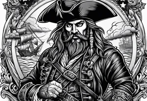 pirate walking the plank of life tattoo idea