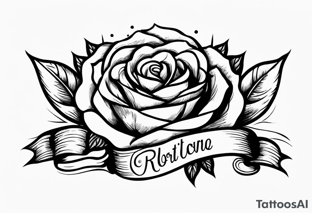 2 roses with banner between them tattoo idea