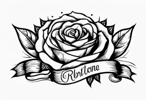 2 roses with banner between them tattoo idea