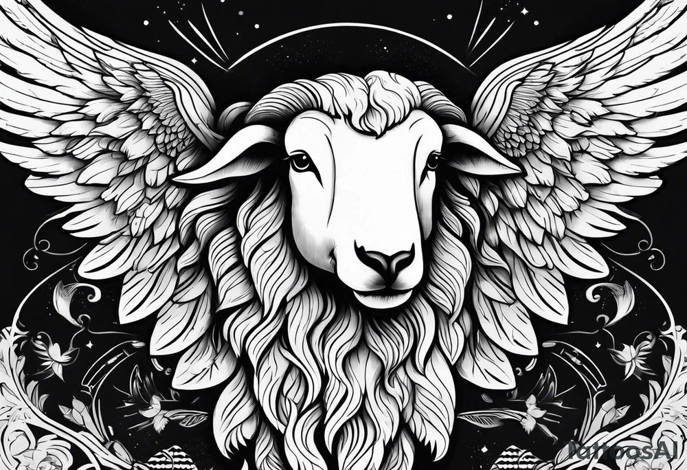 black sheep with angel wings tattoo idea
