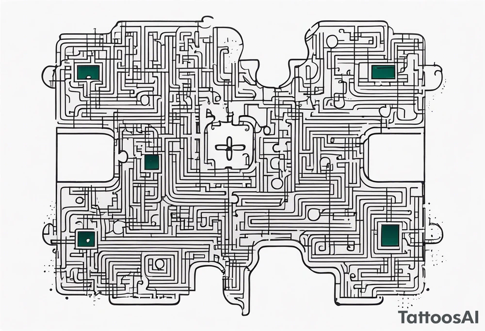 Puzzle piece with circuits tattoo idea