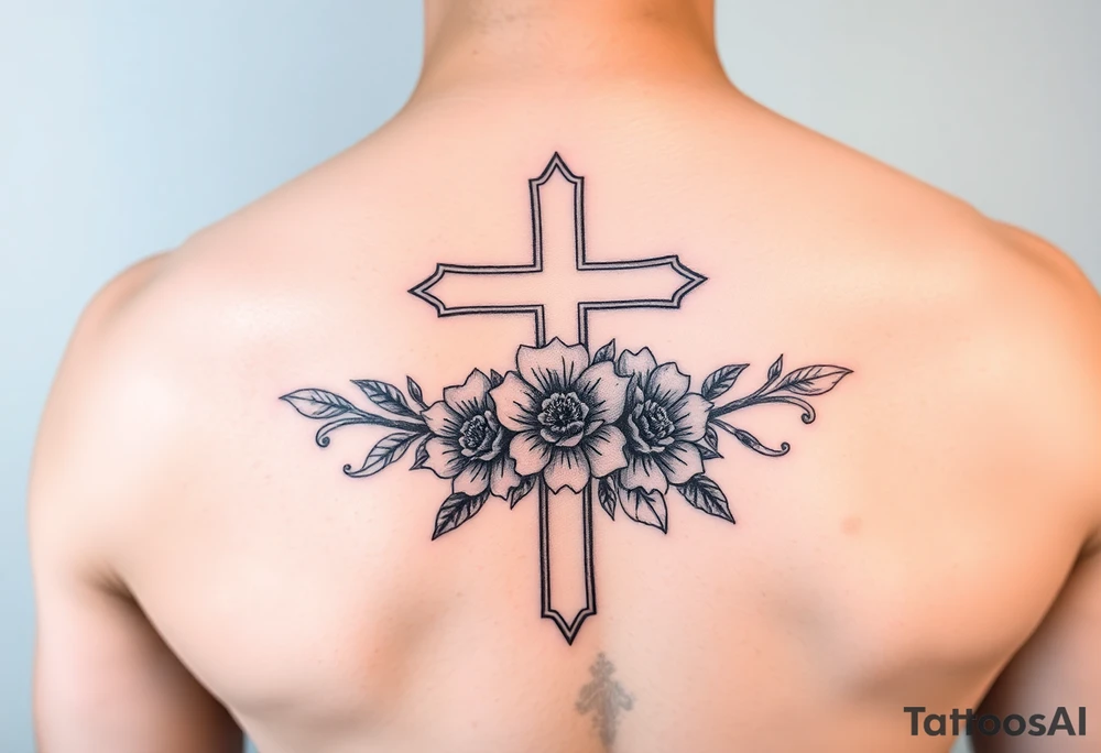 Cross with flowers inside tattoo idea