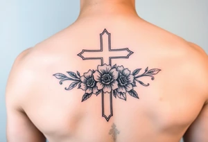Cross with flowers inside tattoo idea
