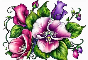 sweet peas vine design tattoo idea