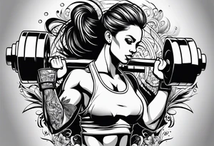 FEMALE WEIGHT LIFTER tattoo idea